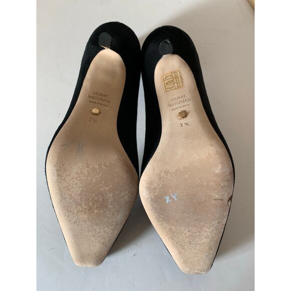 Stuart Weitzman suede scalloped pumps black size 7.5 - Picture 8 of 11